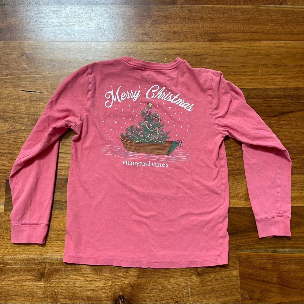Vineyard Vines Merry Christmas Long Sleeve Shirt Size Medium (12-14)